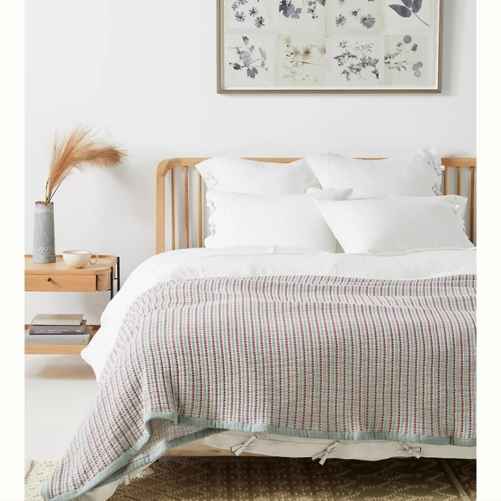 Anthropologie Woven Sidonie Bed Blanket- king size - blue